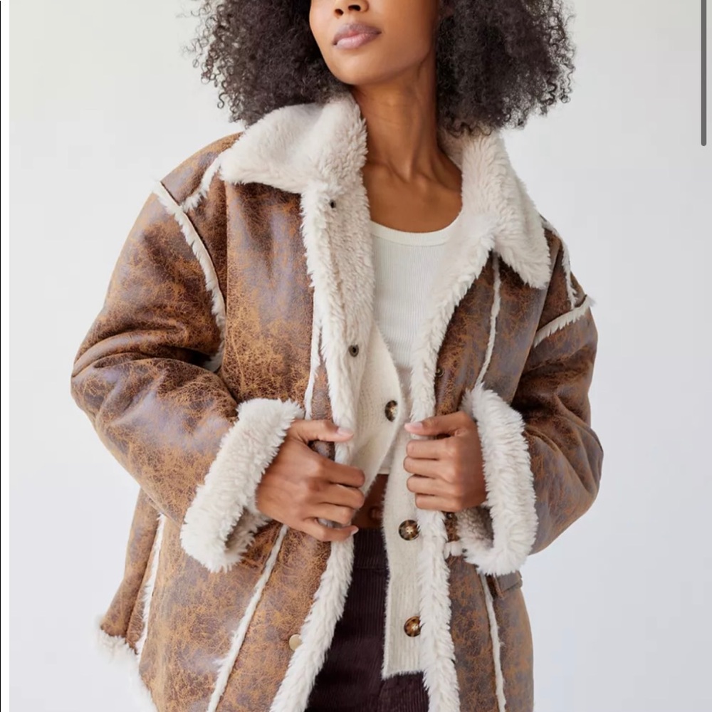 Urban outfitters over sized Sherpa jacket in brown